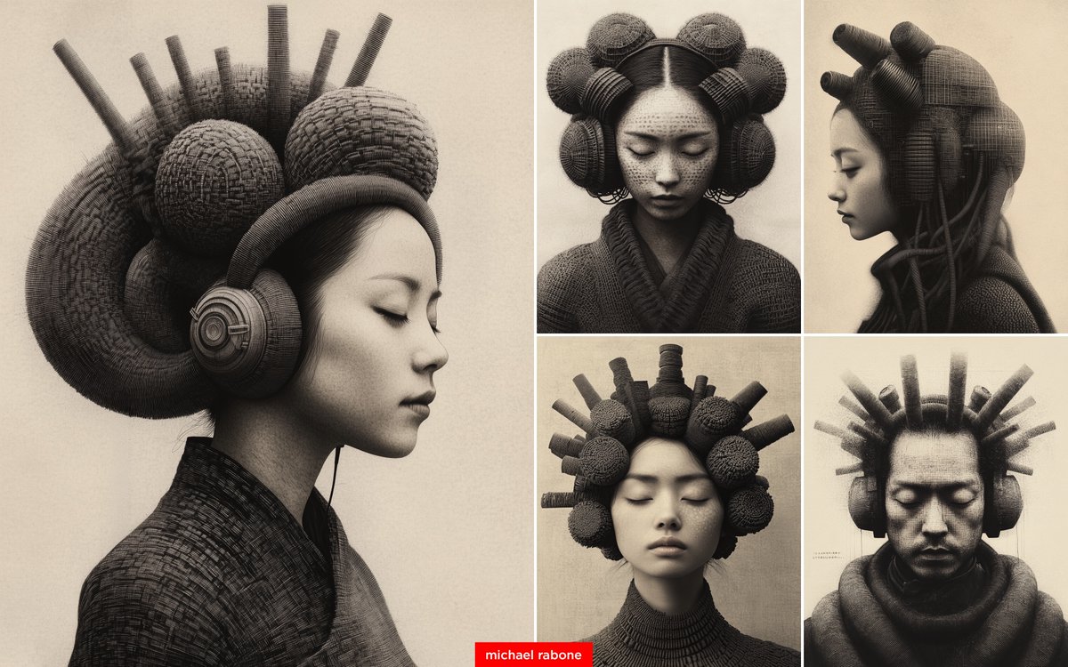 Futuristic Fusion: Industrial Japanese Portrait