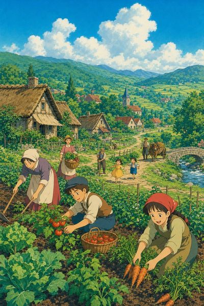 Rural Harmony: A Village's Harvest