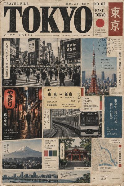 Tokyo's Vintage Newspaper Collage Reveals Hidden Urban Travel Stories