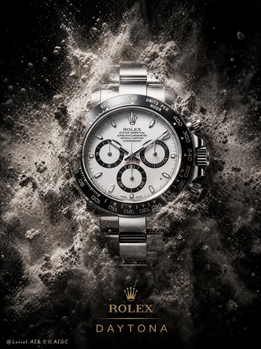 Rolex Daytona emerges from a violent mineral dust explosion