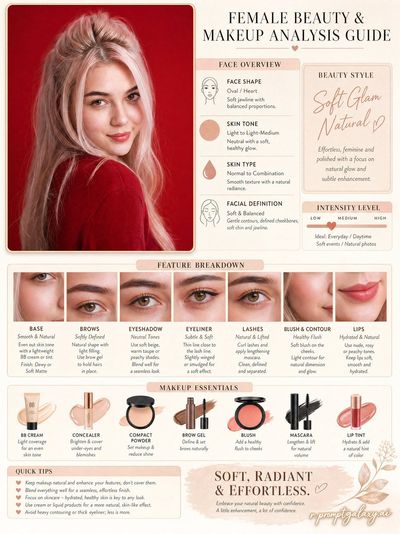 Premium Female Beauty & Makeup Analysis Infographic