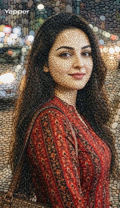 Mosaic Beauty: A Portrait in Pebbles