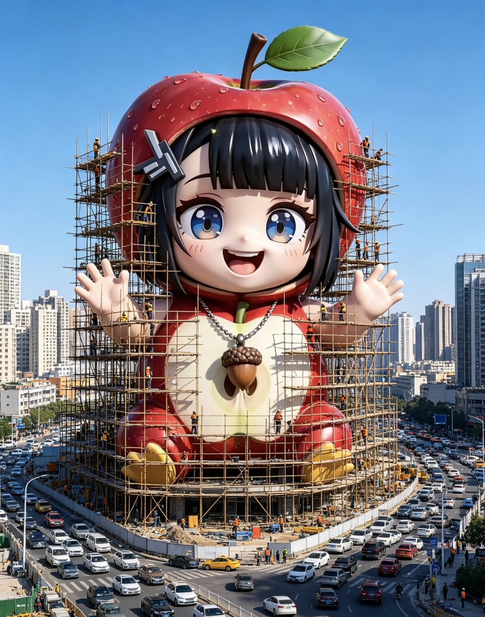 Giant Among Workers: Surreal Construction Site Realism