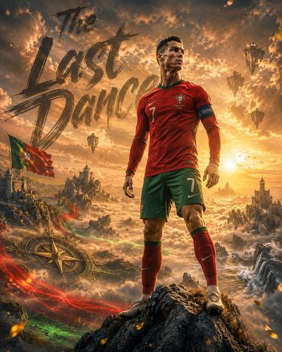 The captain stands atop a mountain peak under golden sunset