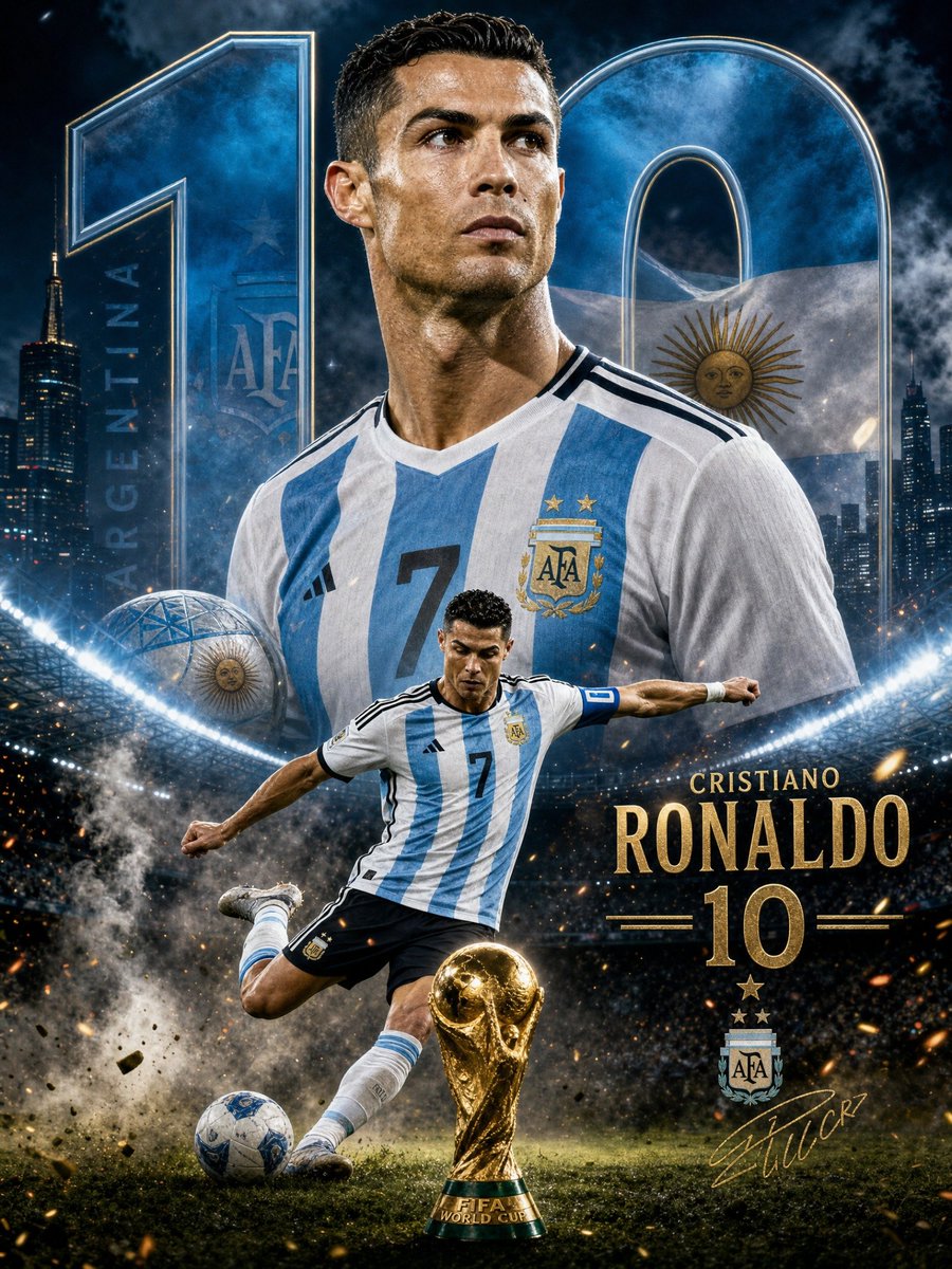 Argentina soccer stars shine beneath giant golden World Cup trophy