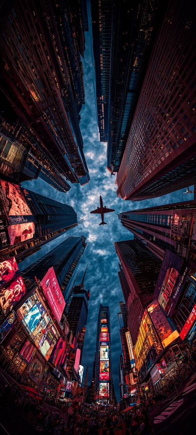 Futuristic Urban Symphony: A Worm's-Eye View