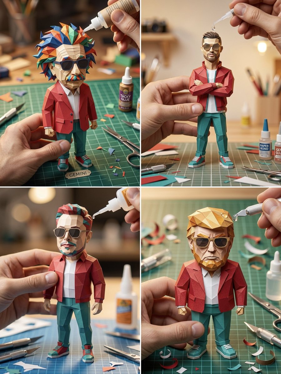 Intricate 3D Paper Craft Figurine on Artisan Workbench