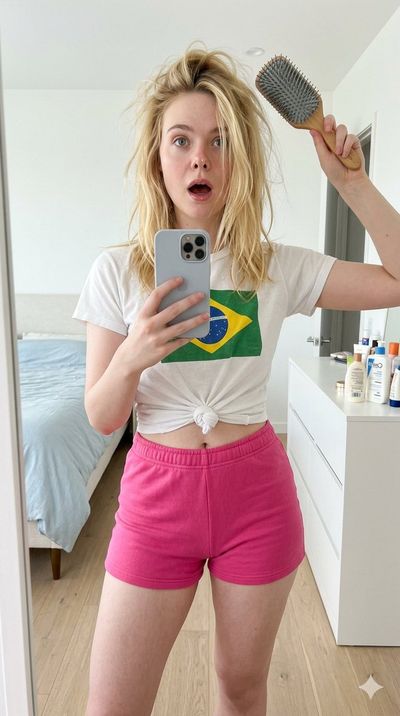 Candid Mirror Selfie of Actress in Bright Tidy Bedroom