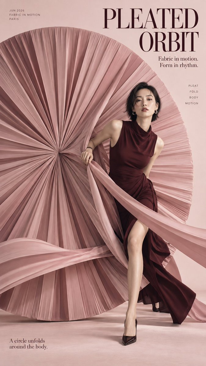 High-Fashion Editorial Posters Featuring Models Interacting with Elegant Circular Forms