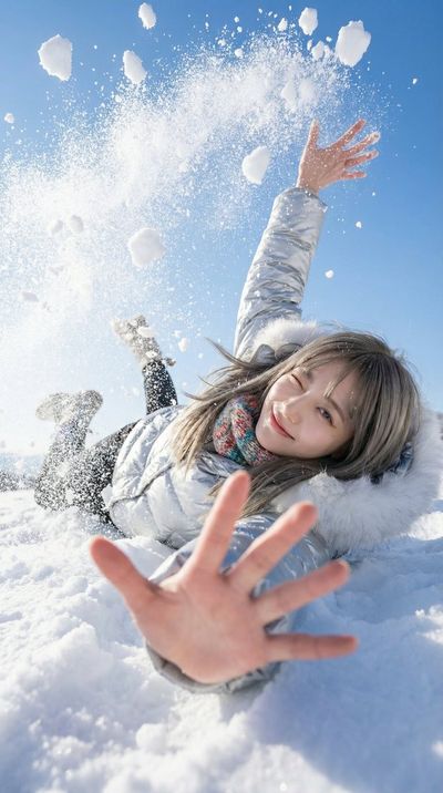 Frozen Joy: Winter's Magic Under a Blue Sky