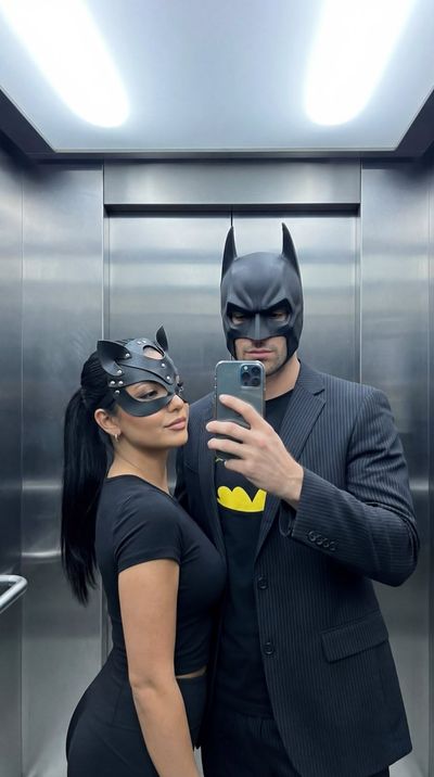 Cinematic Mirror Reflections: Bat and Cat Duo