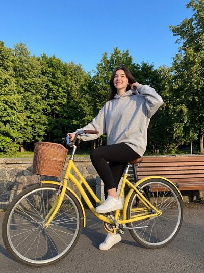 Golden Hour Breeze on a Yellow Bicycle