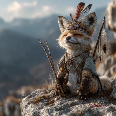 Whimsical Shaman Fox: Nature's Guardian