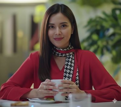 A Warm Cafe Moment: Stylish, Serene Portrait