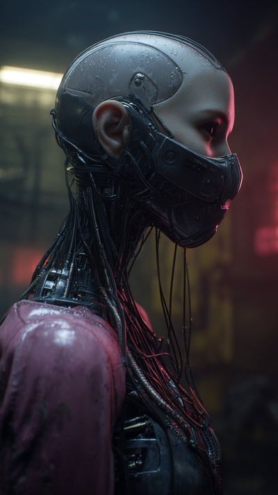 Cyborg Elegance in a Neon Jungle