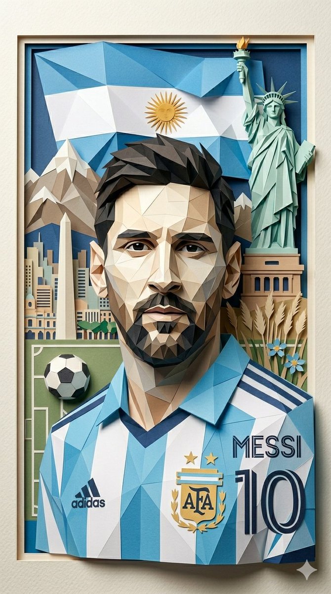 Geometric papercraft portrait of a soccer star in origami style