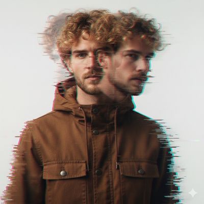 Glitchy Tech-Inspired Portrait with Digital Distortions