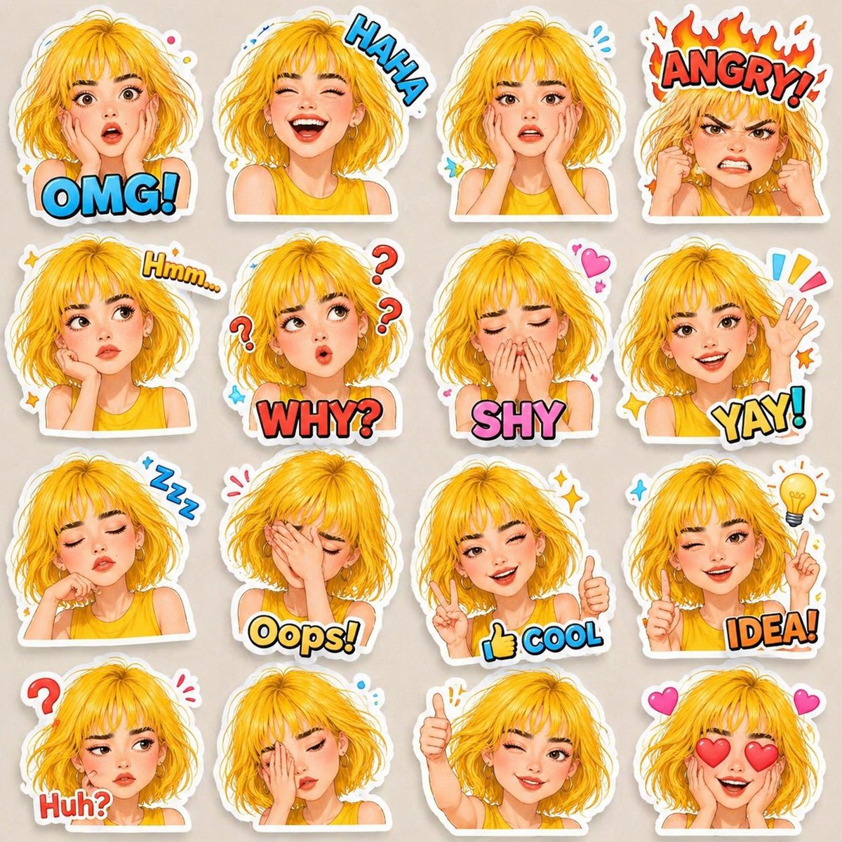 Vibrant 3D Sticker Pack of Emotions