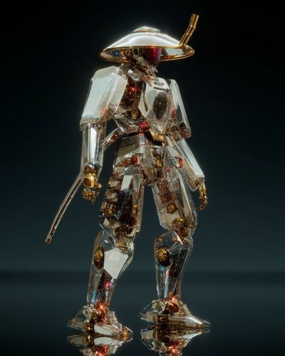 Crystalline Samurai Android: A Cyberpunk Fusion