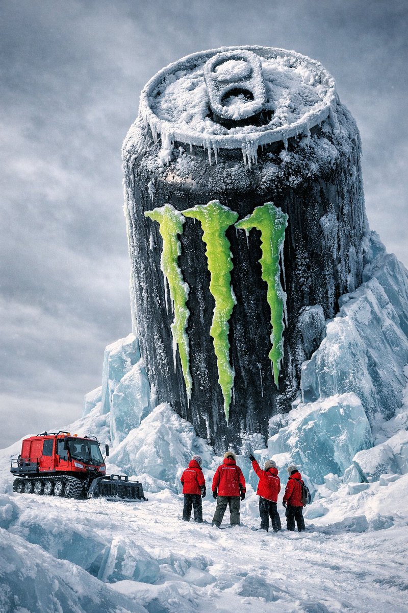 Frozen Monstrosity in the Arctic: The Ice-Covered Monster Energy Can