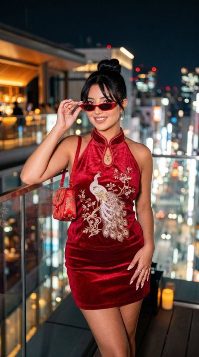 Crimson Night in Tokyo: Rooftop Glamour