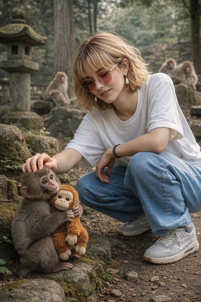 Playful Moment in a Japanese Zoo