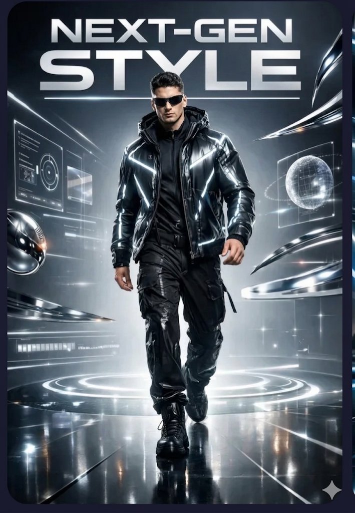 Futuristic Techwear on a Neon Platform