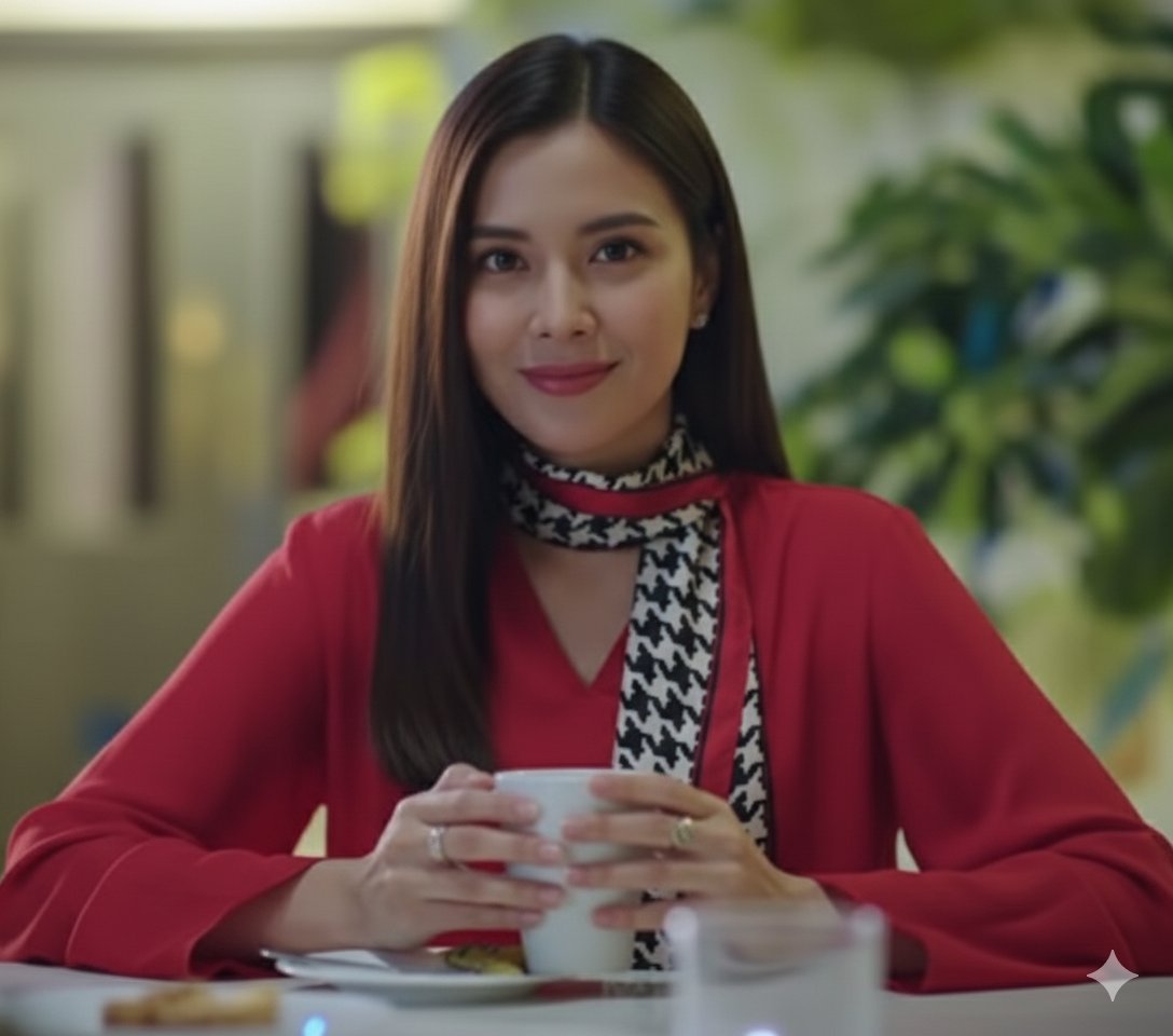 A Warm Cafe Moment: Stylish, Serene Portrait