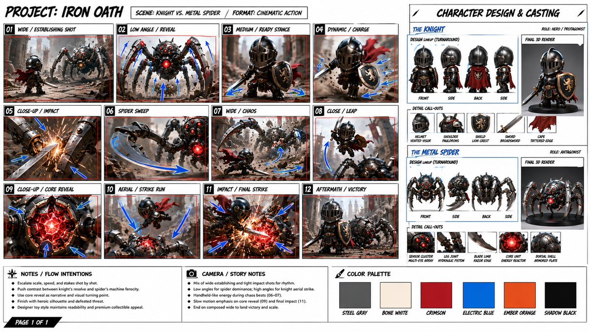Crafting a Cinematic Battle: Knight vs. Metal Spider