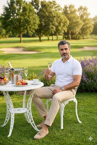 Sophisticated Morning Toast on a Luxurious Golf Course