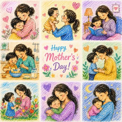 A Mother's Love in Colorful Crayons