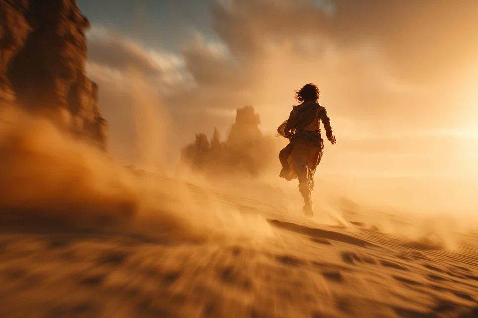 Chasing Horizons: A Sprint Through a Wind-Swept Landscape