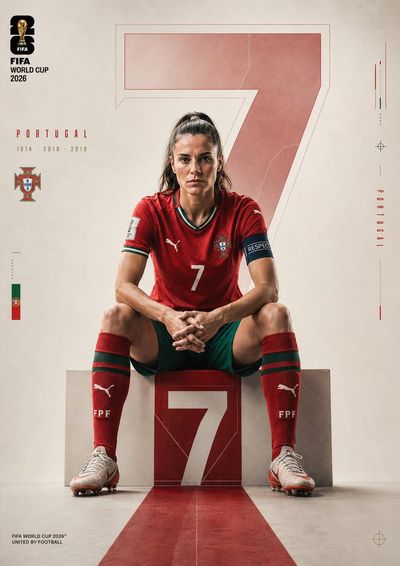 Portugal's number 7 sits focused on a minimalist pedestal
