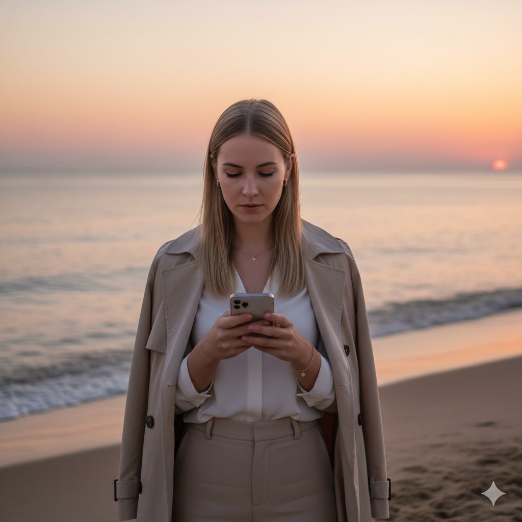 Elegance at Dusk: A Moment of Beachside Bliss