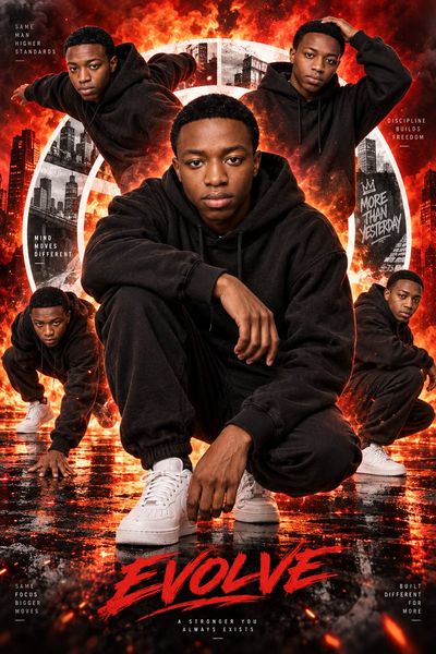 Cinematic Collage: One Man's Fiery Action Fashion Campaign