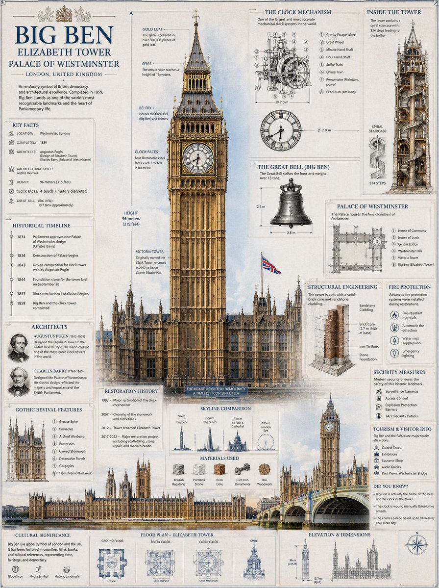 Big Ben's blueprint reveals 96 meters of Gothic engineering history