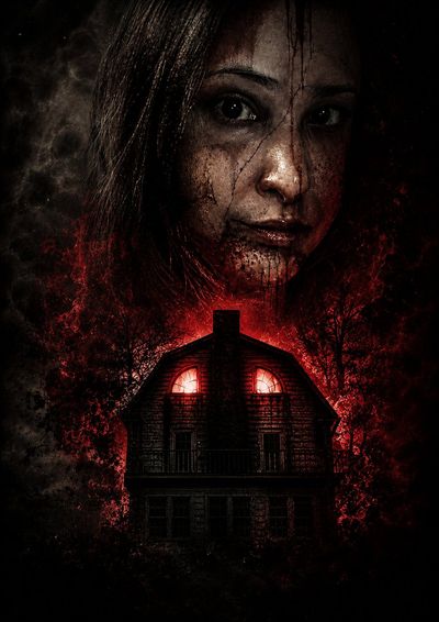 Haunted woman's face emerges from the fiery cursed house