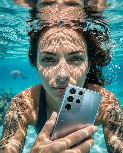 Submerged Serenity: A Close-Up Portrait Underwater