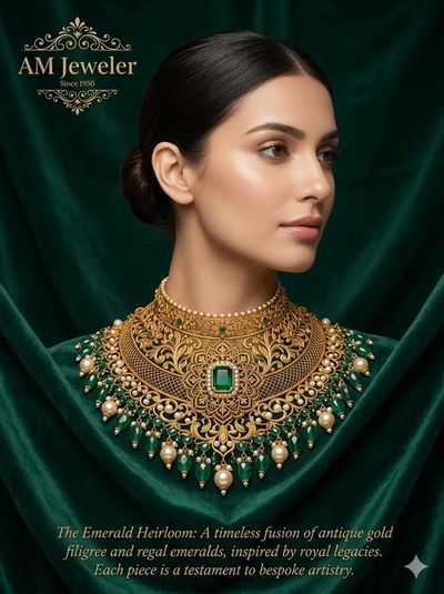 Emerald Majesty: Portrait with Antique Gold Choker