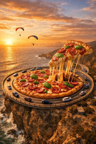 Epic Pizza Roundabout Above the Ocean