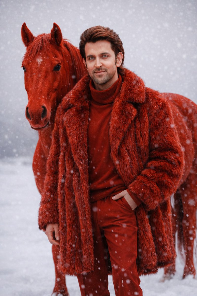 Crimson Harmony: A Winter Fashion Tale