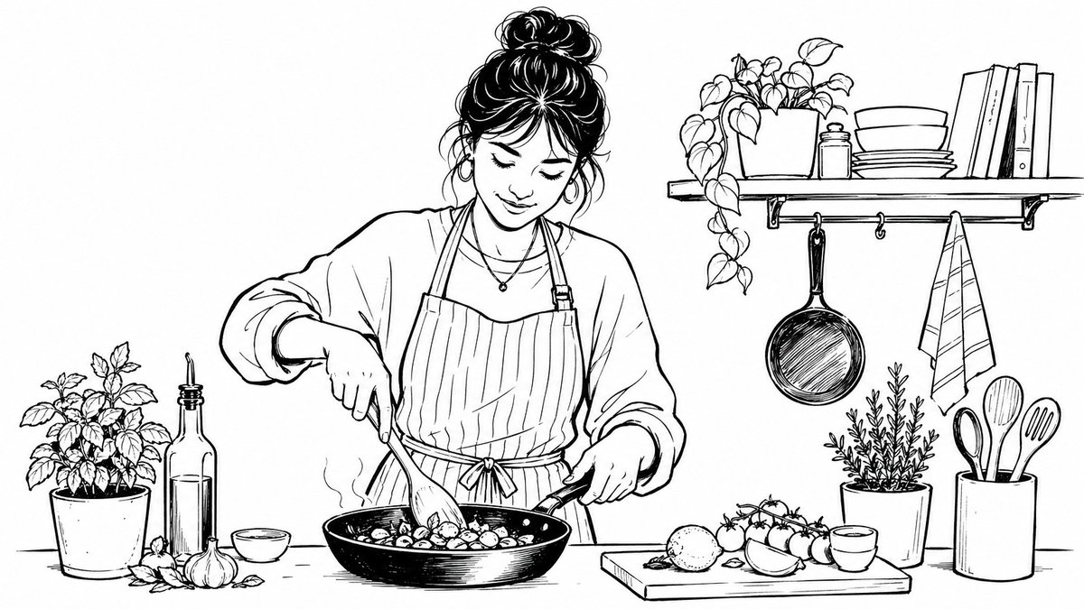 Dynamic Ink Line Art with Bold Outlines