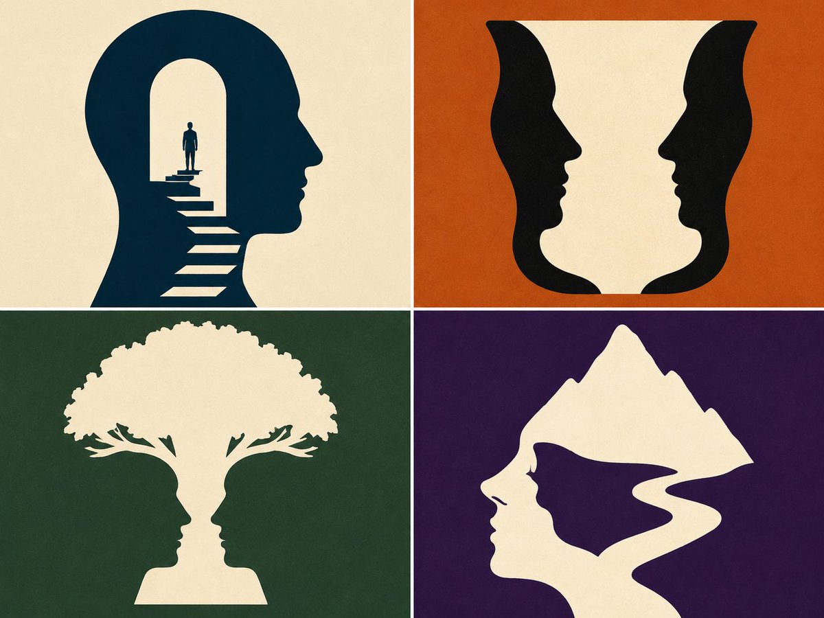 Optical illusion grid reveals hidden figures in high contrast