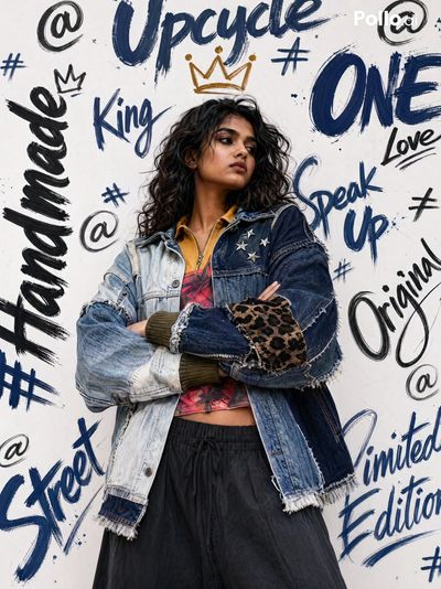 South Asian Fashion Rebel in Upcycled Denim