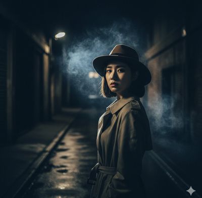 Noir Mystique: Enigmatic Woman in the Shadows