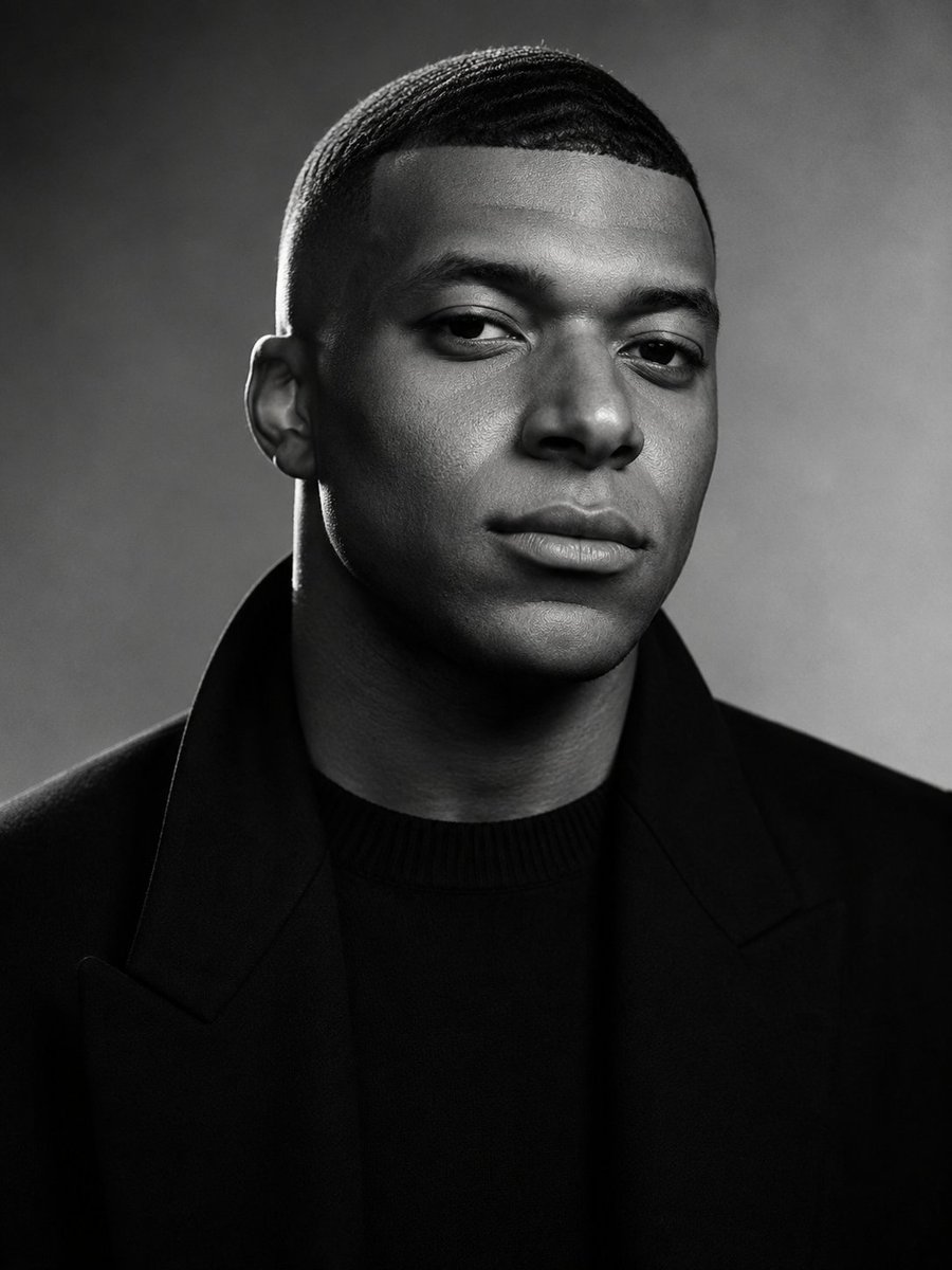 Confident athlete in black overcoat stares with calm determination.