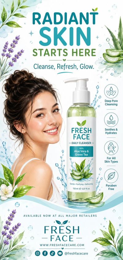 Radiant Skin Awaits: A Clean, Fresh Face Wash Poster