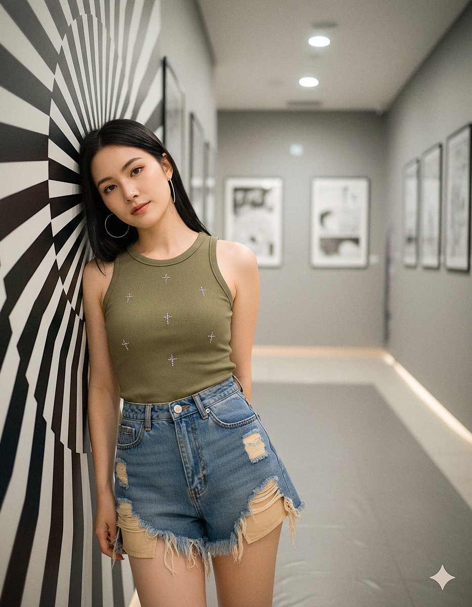 Chic Composure in a Modern Gallery