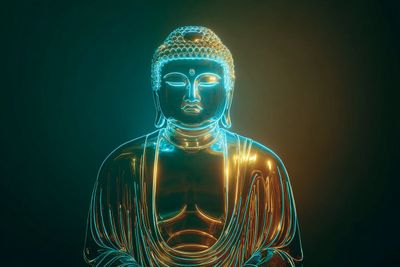 Neon Edge Illumination Portrait with Dual Color Outlines