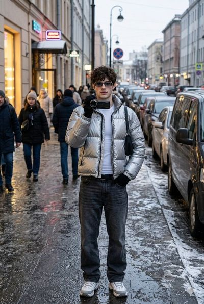 Urban Winter Street Snapshot: Retro 2000s Vibe